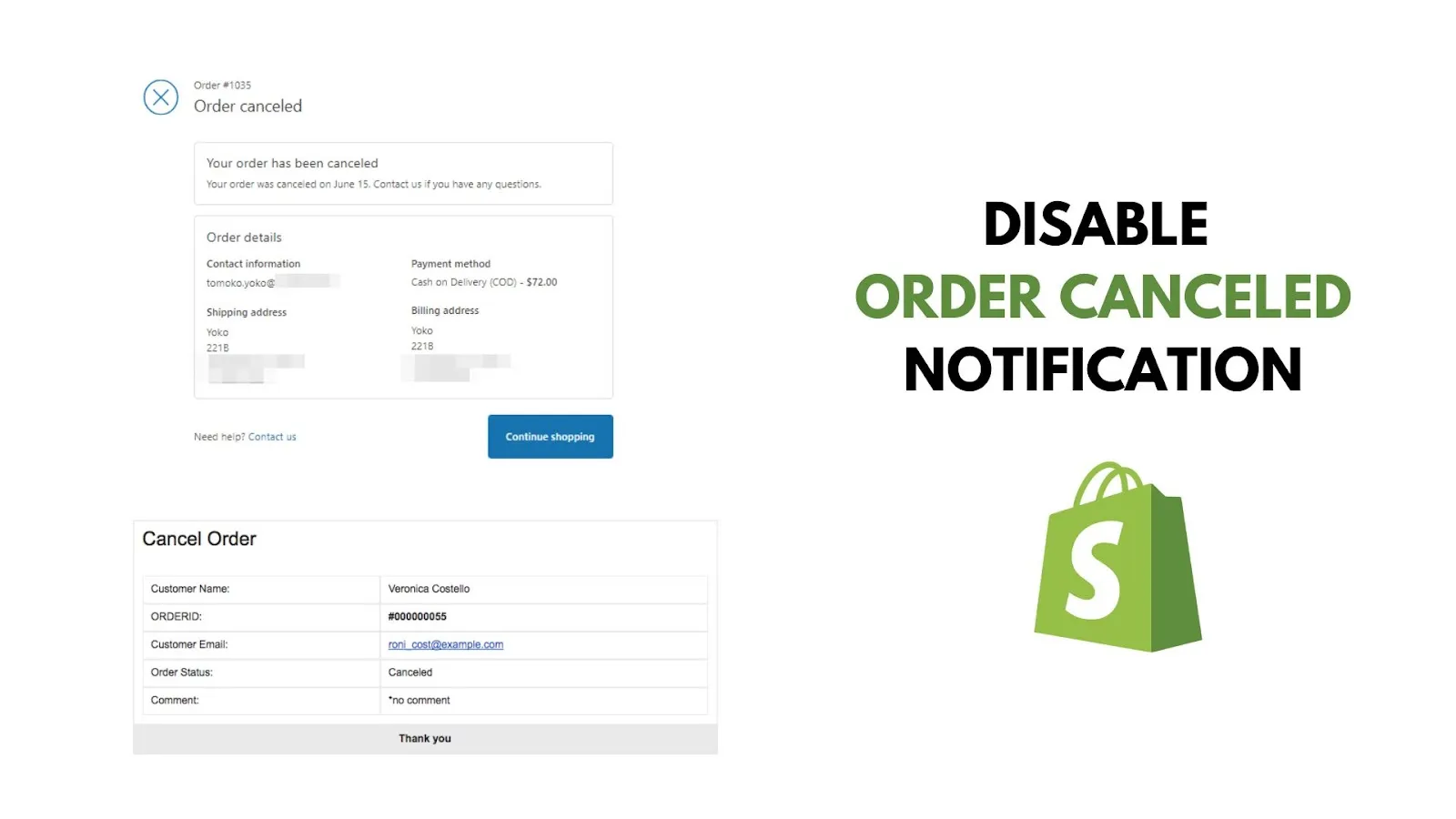 Disable Order Canceled Notification